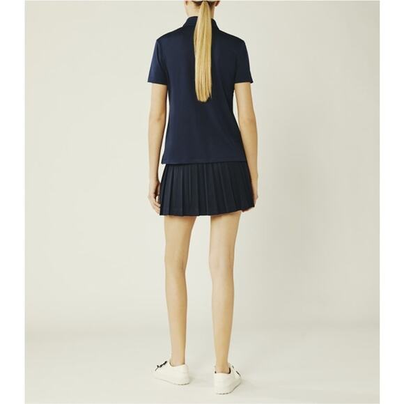 Tory Burch Tech Pique Short Sleeve Polo in Navy Size Medium - Picture 3 of 8